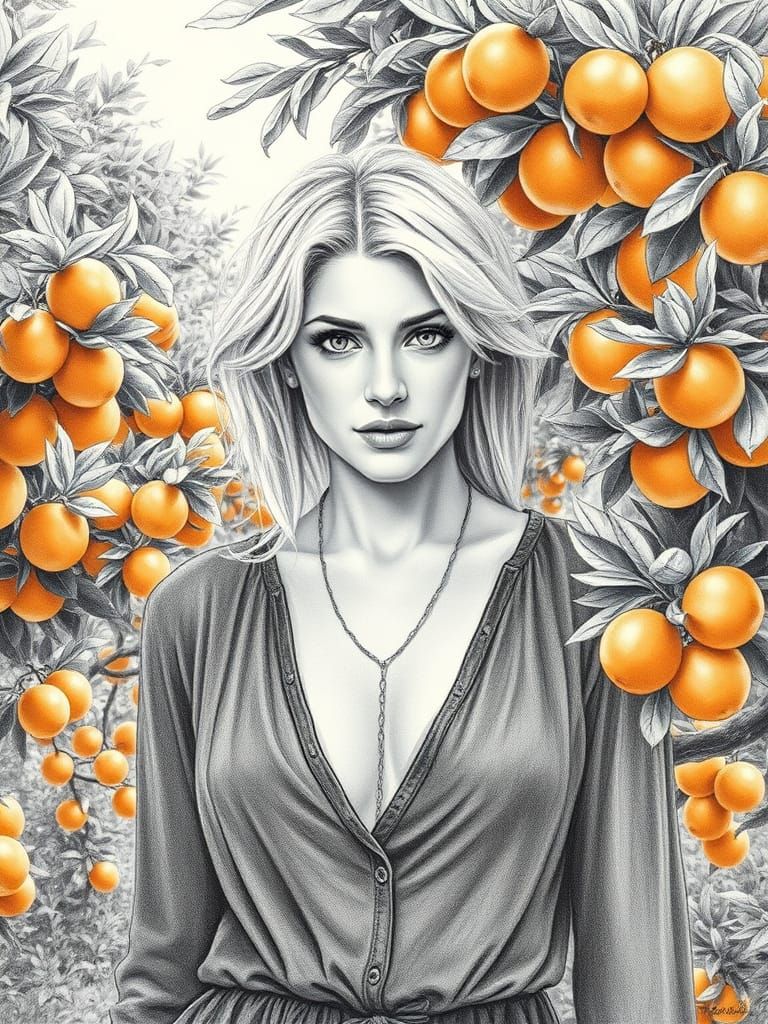 Blond Albanian Woman in Lush Garden Portrait