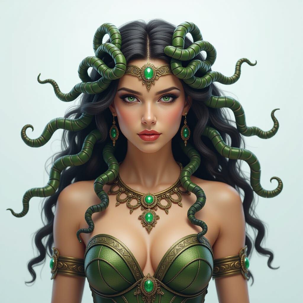 Detailed Depiction of Medusa, Cursed Gorgon