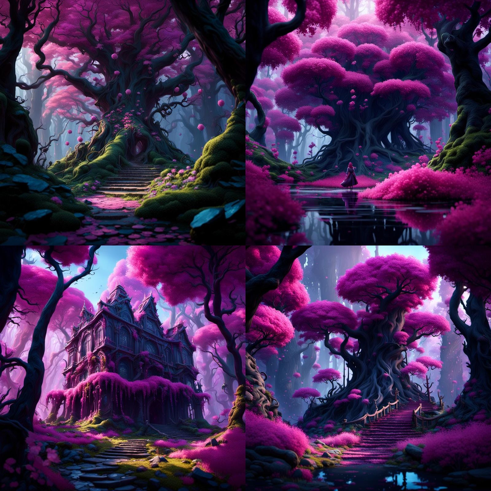 Pink Forest Brought to Life: Detailed Matte Painting