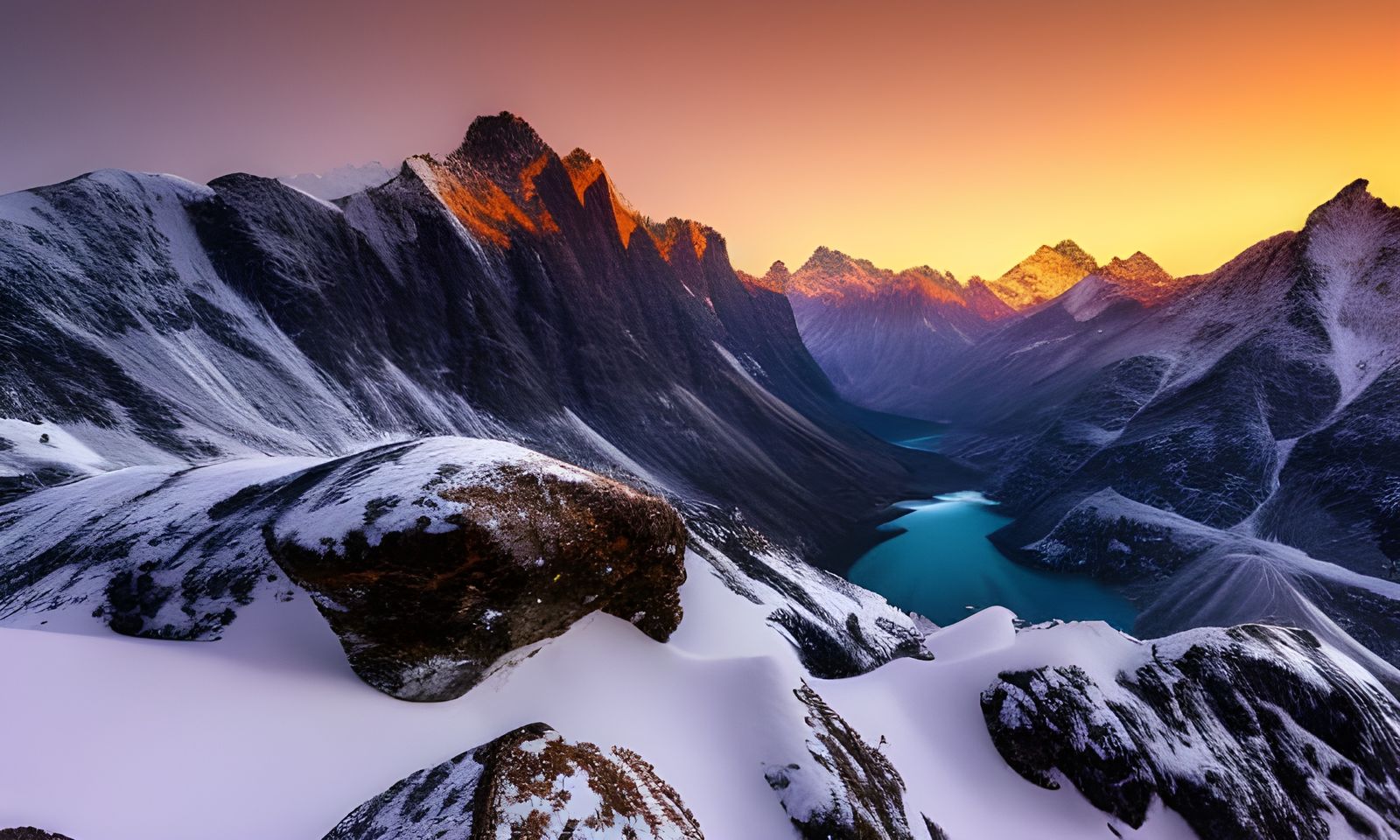 Stary Night Over Snowy Mountains: Photorealistic Masterpiece