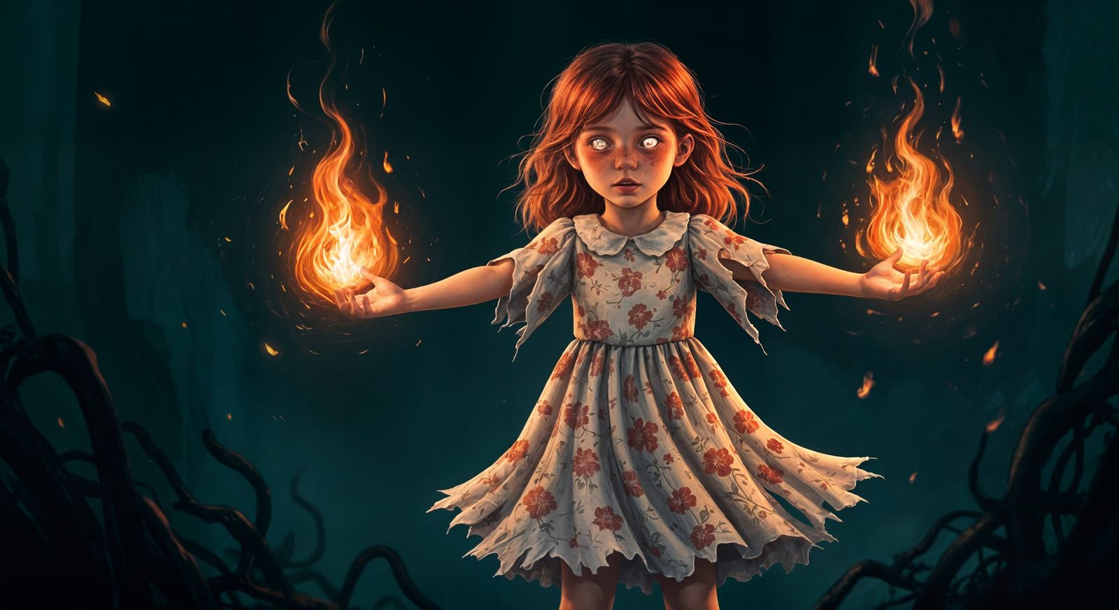 Girl with Pyrokinesis Ignites Fire in Sci-Fi Horror Scene