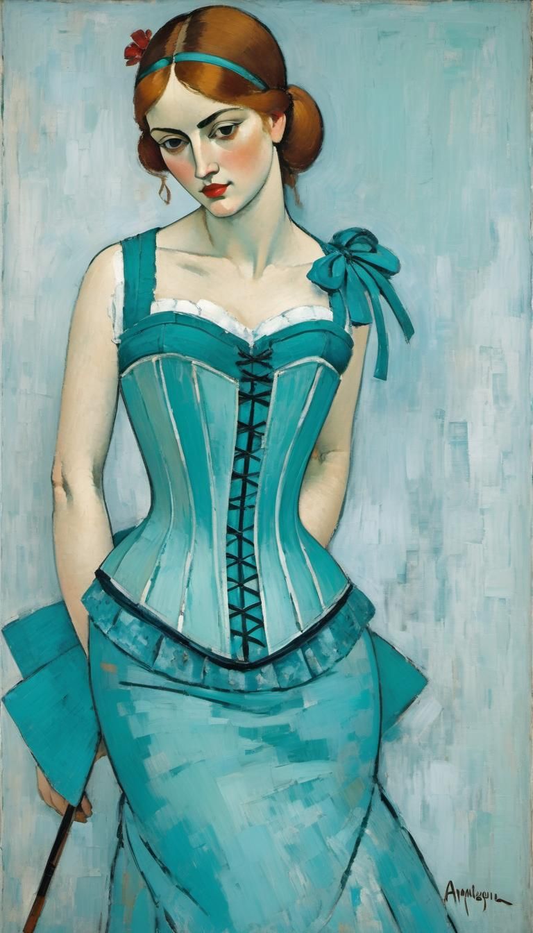 Girl in Corset, in Style of Modigliani