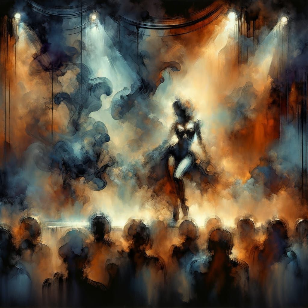 Existential Burlesque Theater in Deep, Burnt Umbers and Ethe...