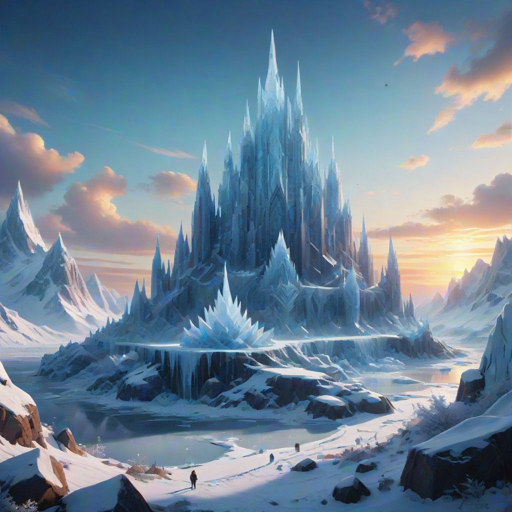 Ethereal Crystal Palace at Sunset