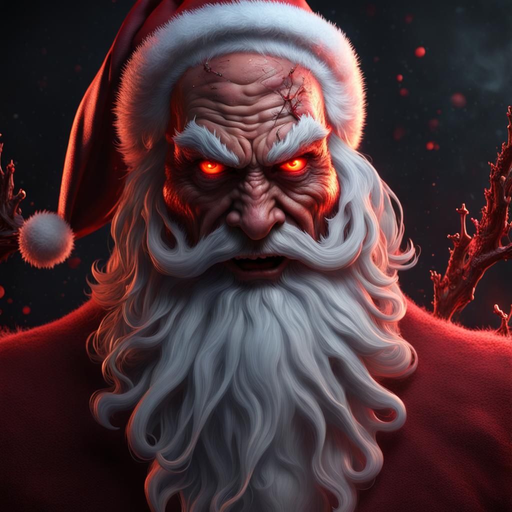 Sinister Santa Claus with Crimson Eyes, Dark Aura
