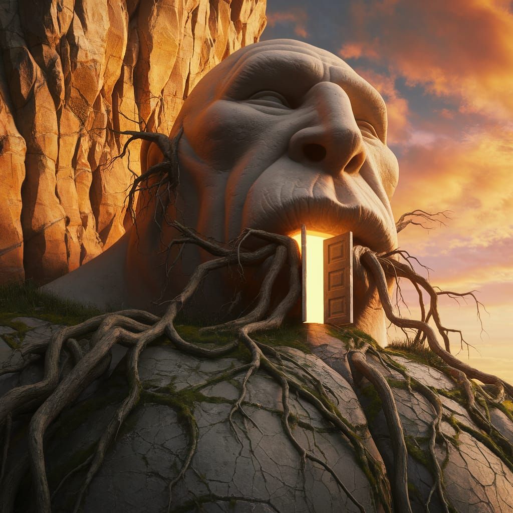 Ancient Giant Emerges from Earth in Impasto Style