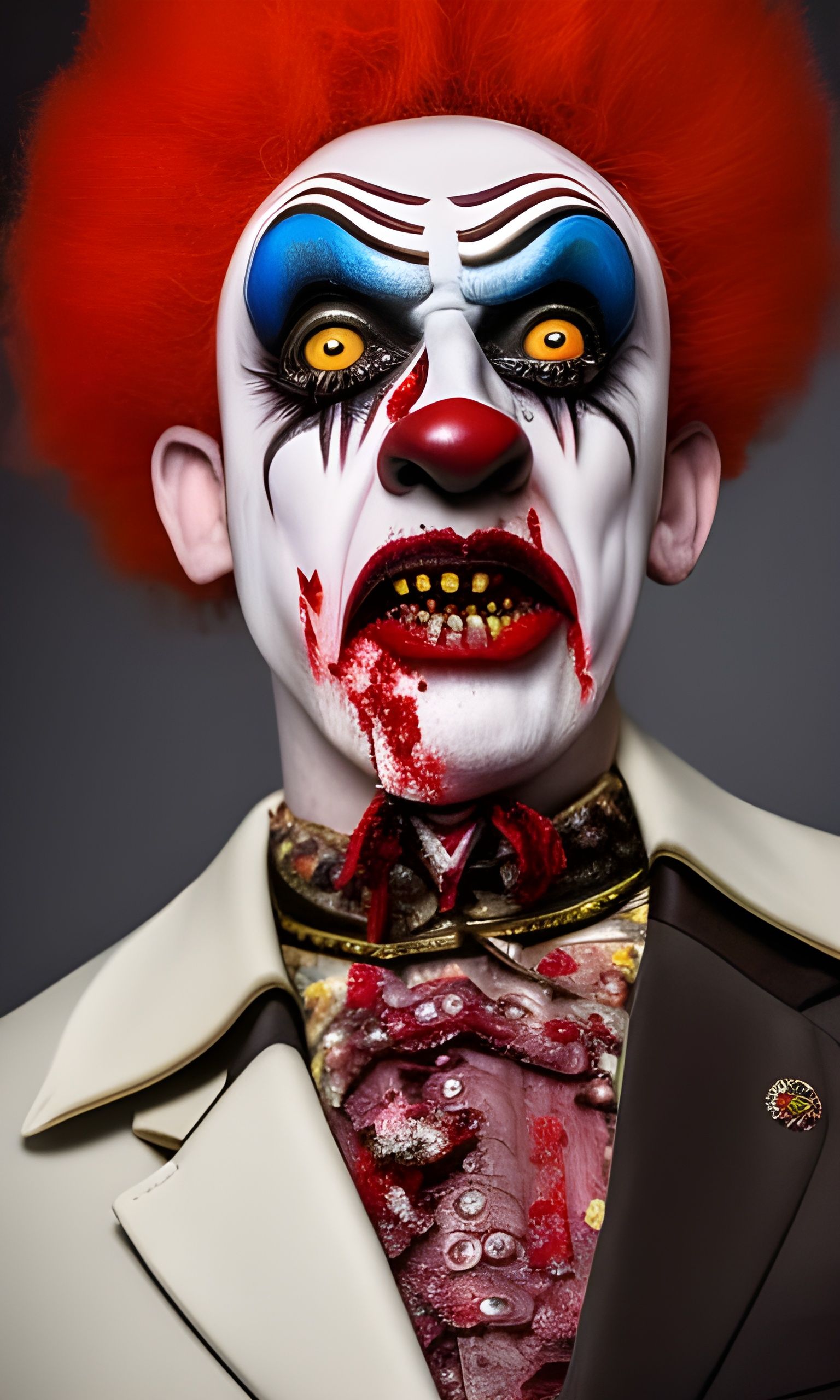 startled zombie clown