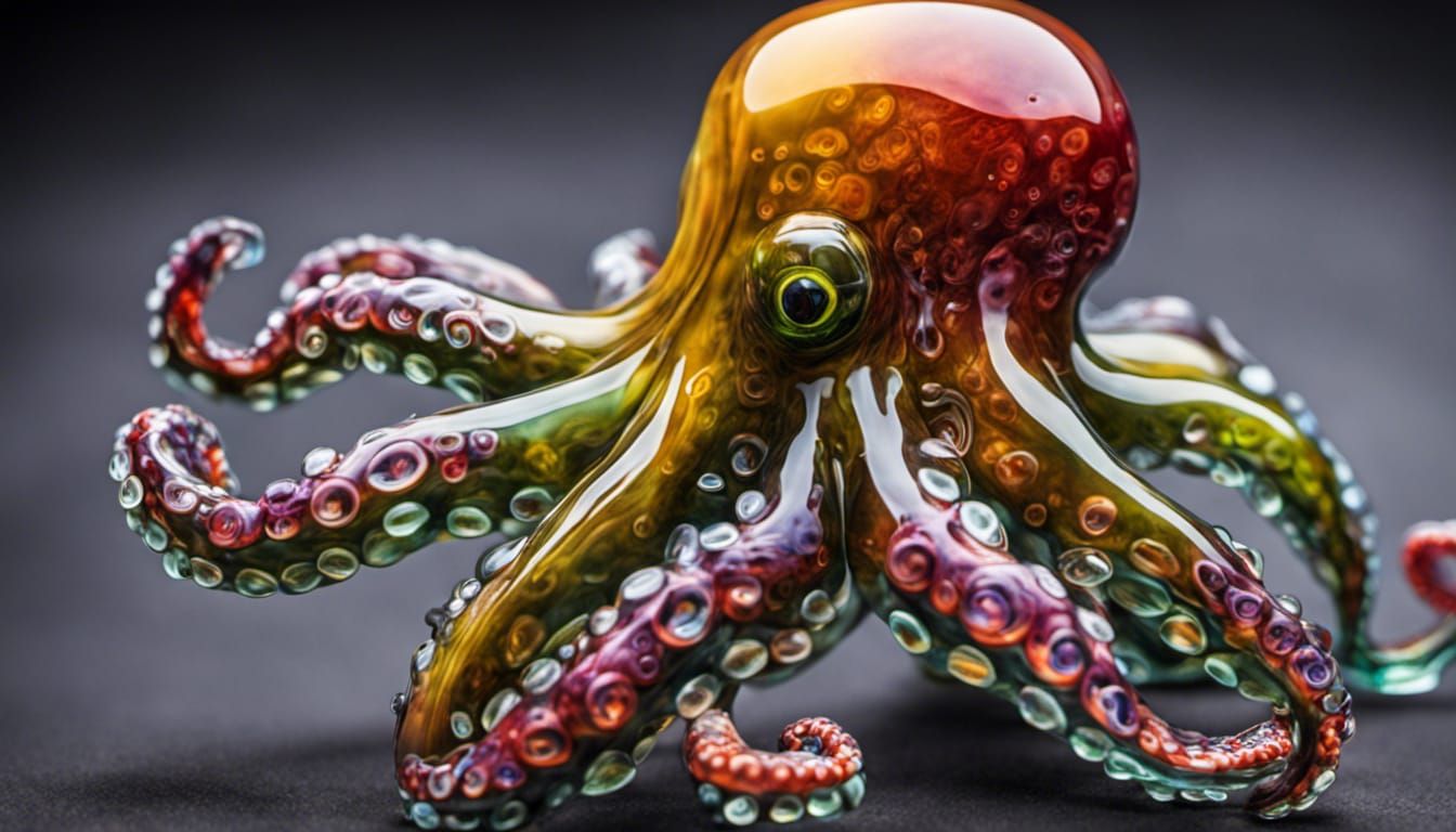 Hyperrealistic Blown Glass Octopus in HDR