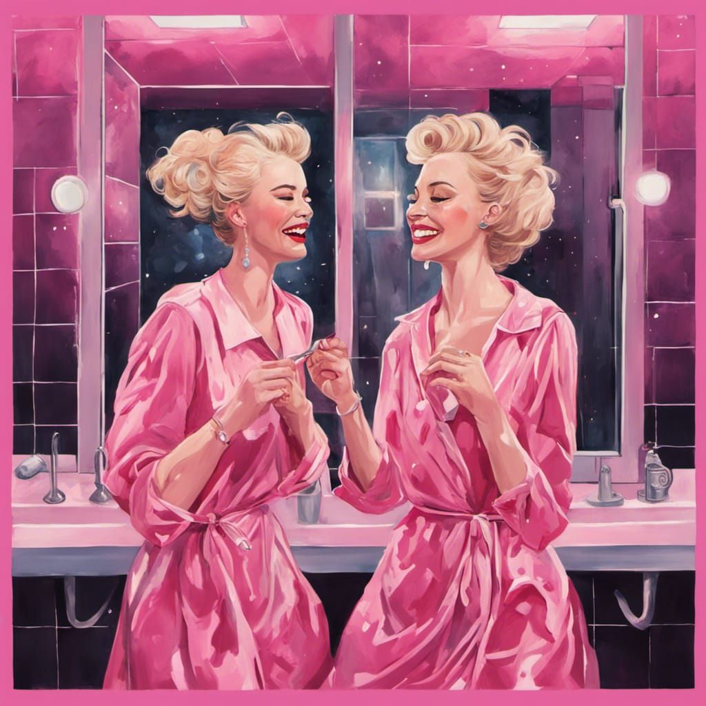 Anime-Style Women in Club Lavatory