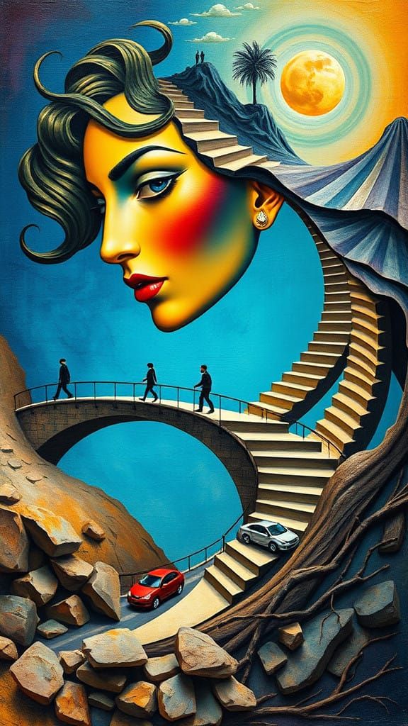 Ethereal Female Form Merges with Vibrant Patterns in Surreal...