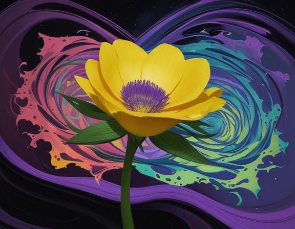 Cosmic Zen Space Above Georgia O'Keeffe Flowers, Surreal Dig...