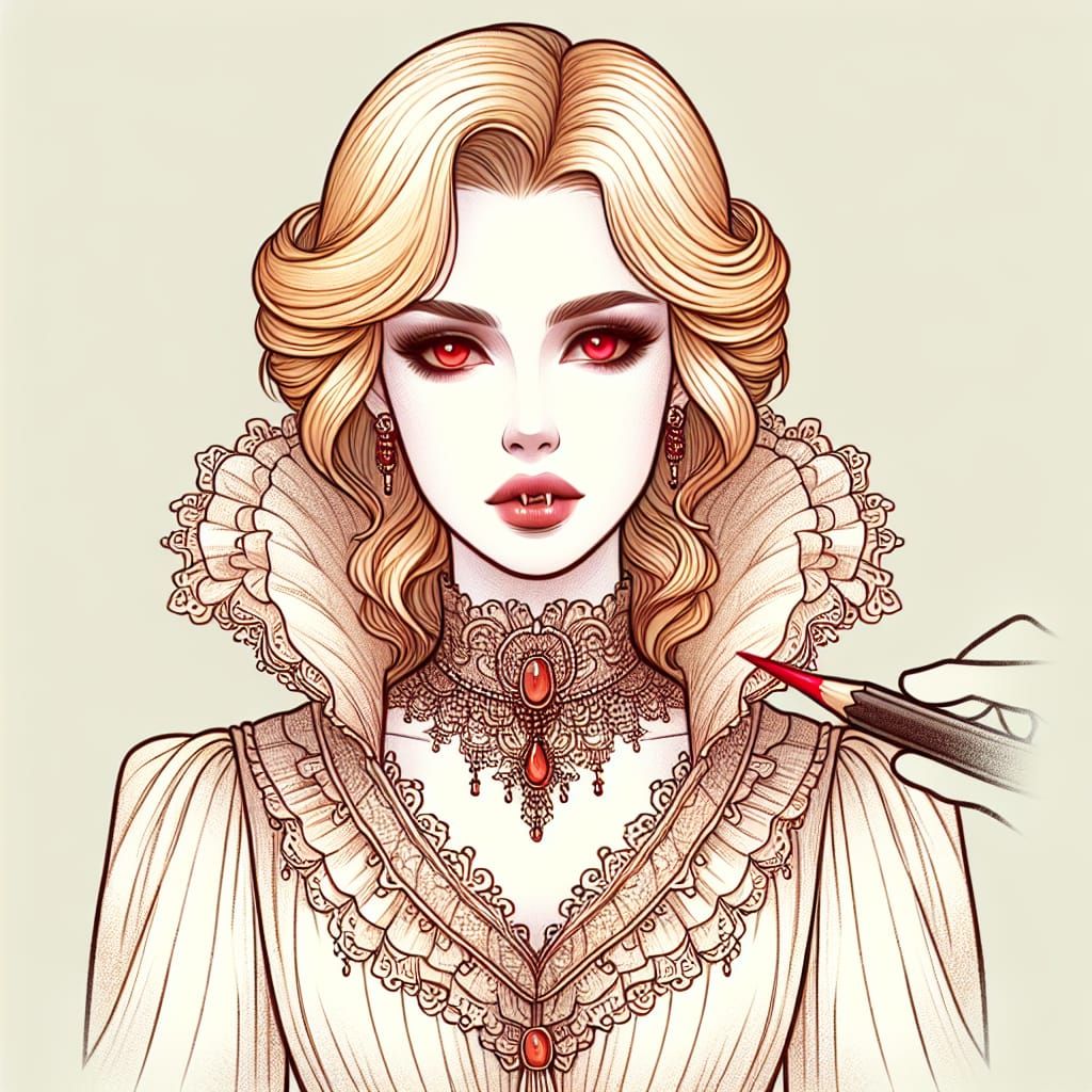 Victorian Vampire Lady with Golden Hair