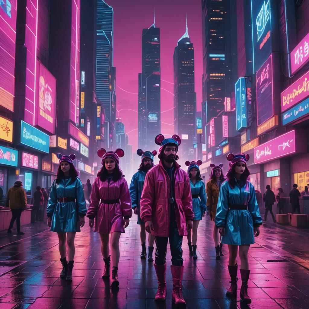 Snow White in a Neon Synthwave City