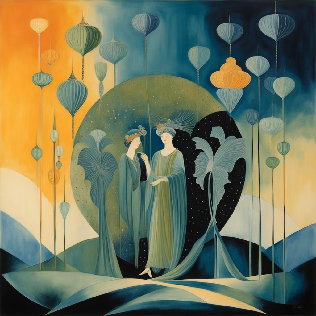 Art Deco Fashion Illustration in the style of Erté