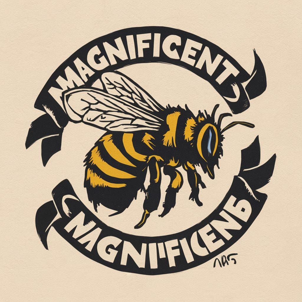 Circled Logo, honey bee with the word "MAGNIFICENT" clearly ...