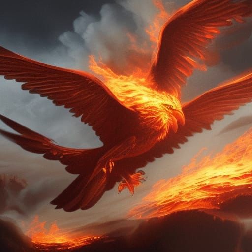 Majestic Fire Bird in Digital Matte Painting