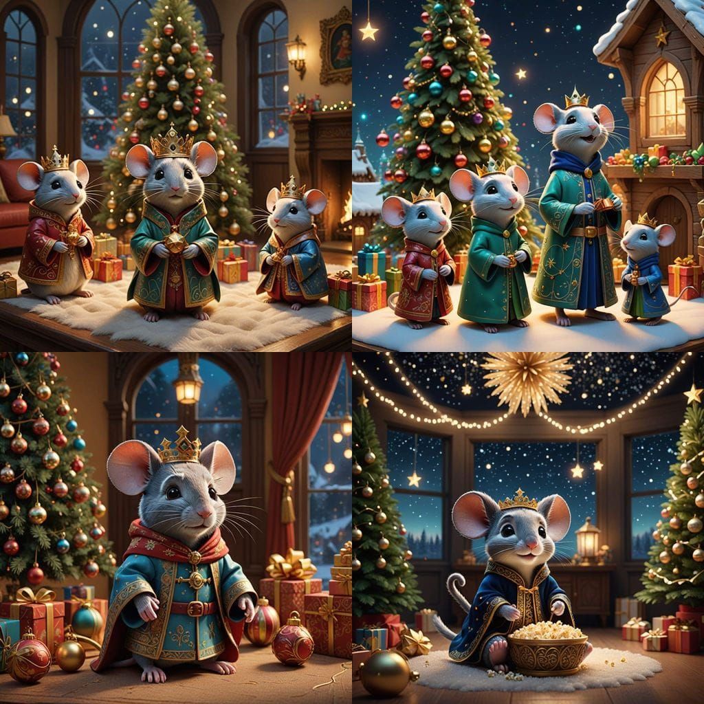 Charming Animated Scene of Tooth Fairy Mouse and Three Wise...