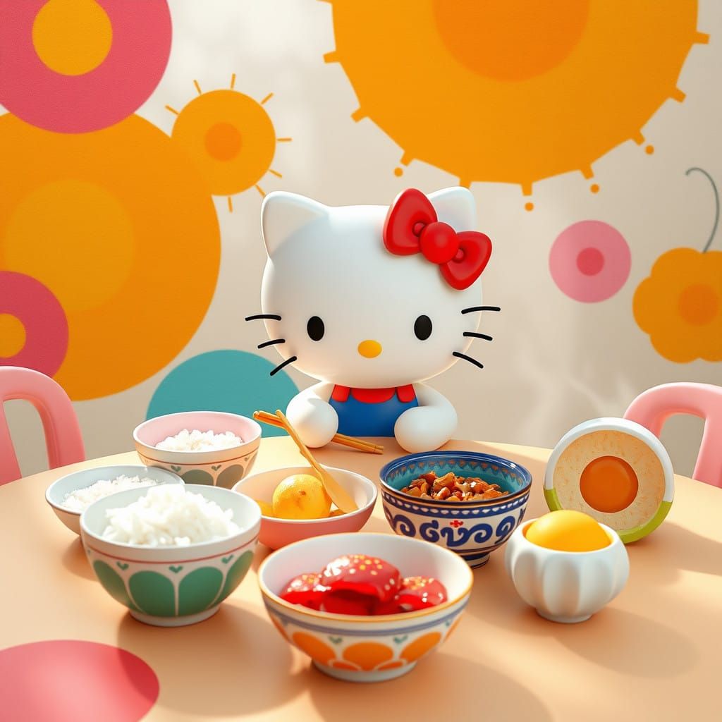 Whimsical Sanrio Character Breakfast Scene