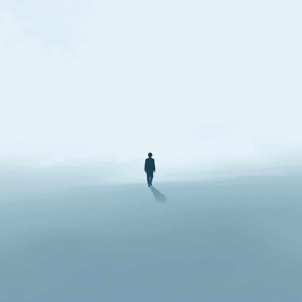 Monochromatic Figure Wanders in Minimalist Anime Void