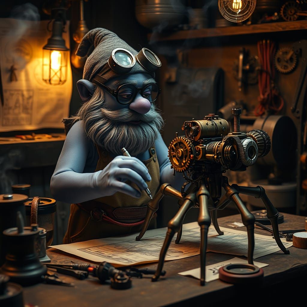 Steampunk Smurf Artificer Crafts Arcane Clockwork Cannon