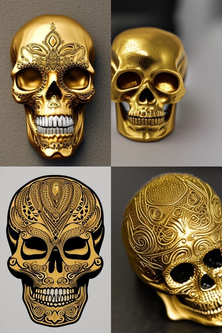 Golden Goddess Skull: Intricate Design