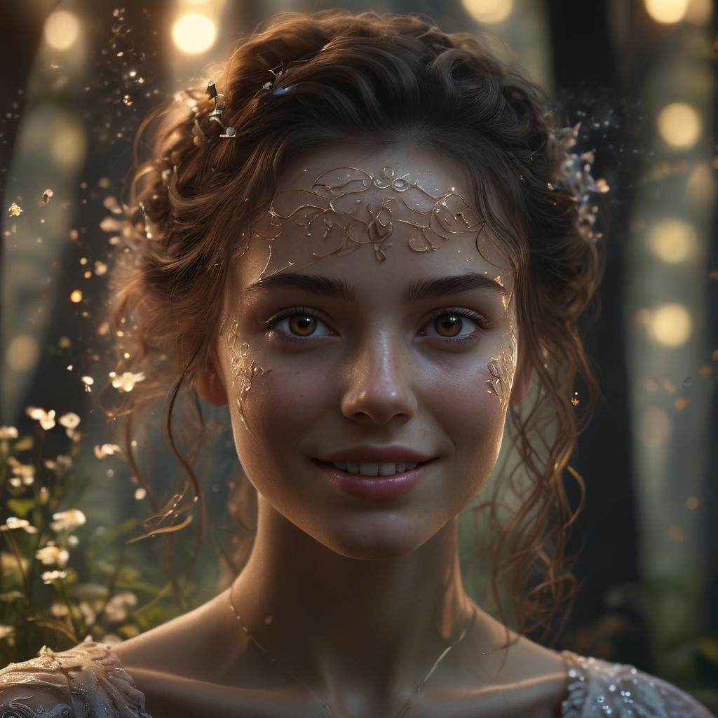 Mystical Forest Spirit in Hyperrealistic Digital Portrait