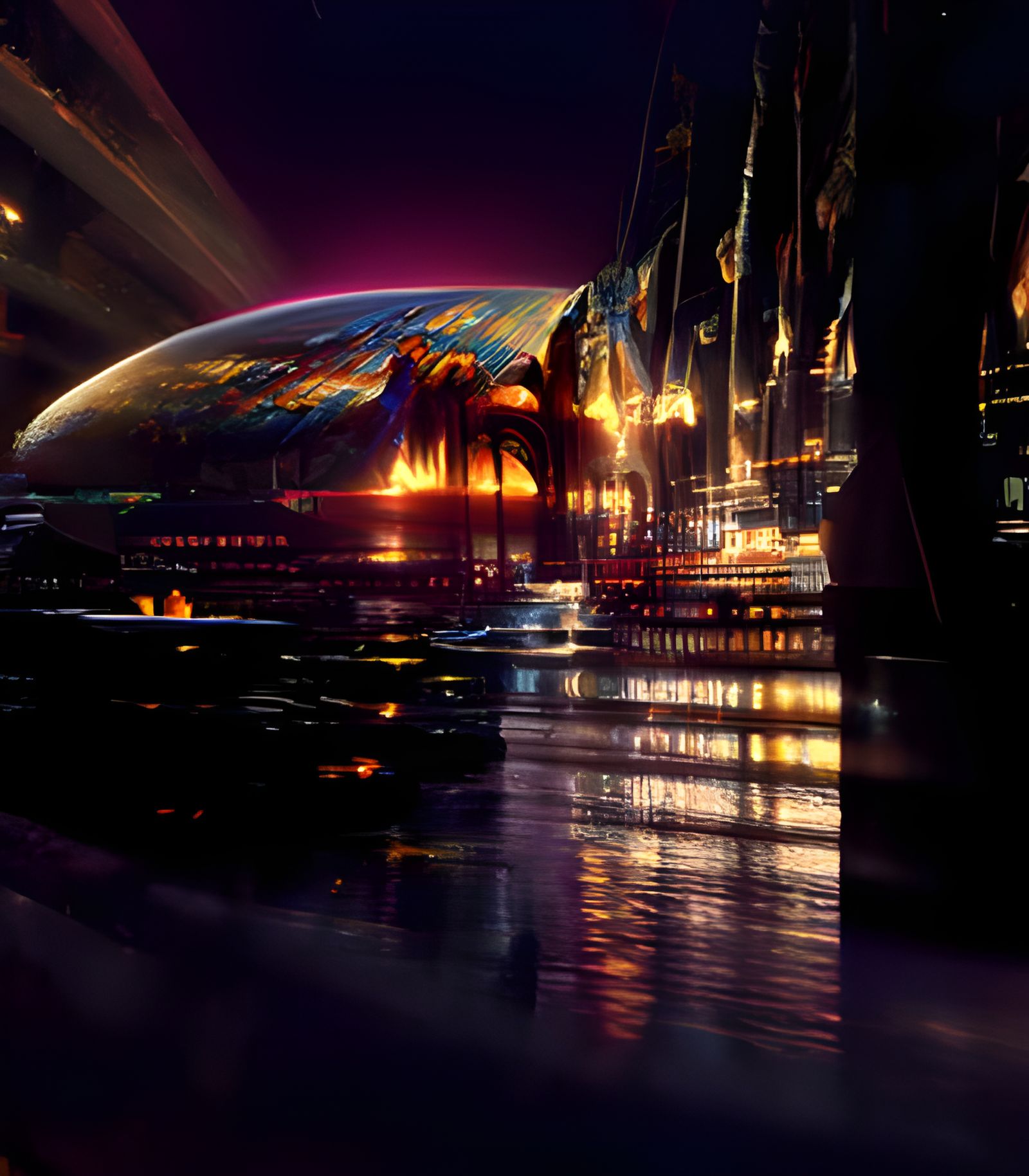 Colorful Cosmic Scene in Golden Hour Lighting