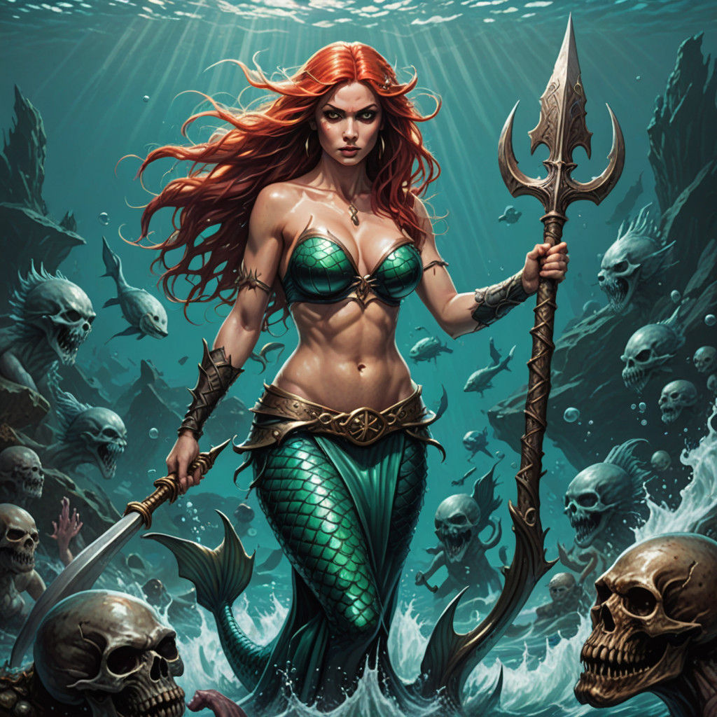 Warrior Mermaid in Heavy Metal Style