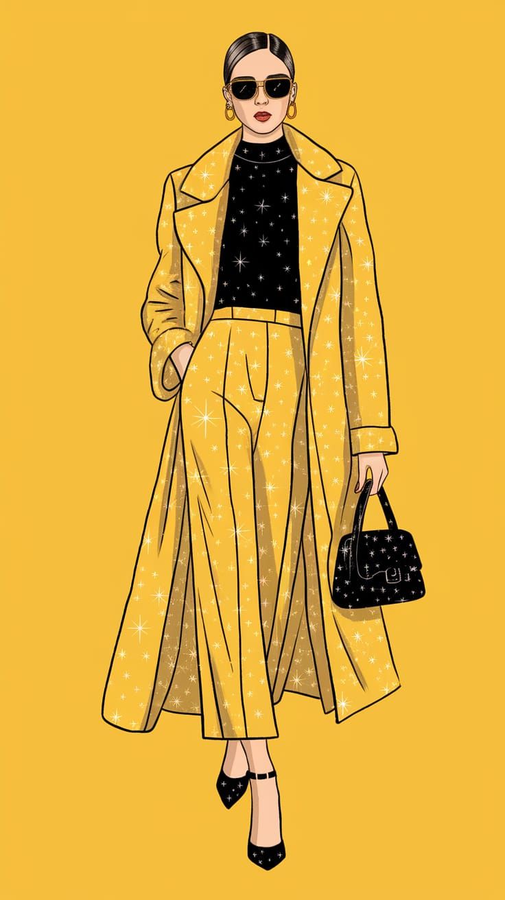 Ermelinda Pan Cyber Yellow Fashion Sketch