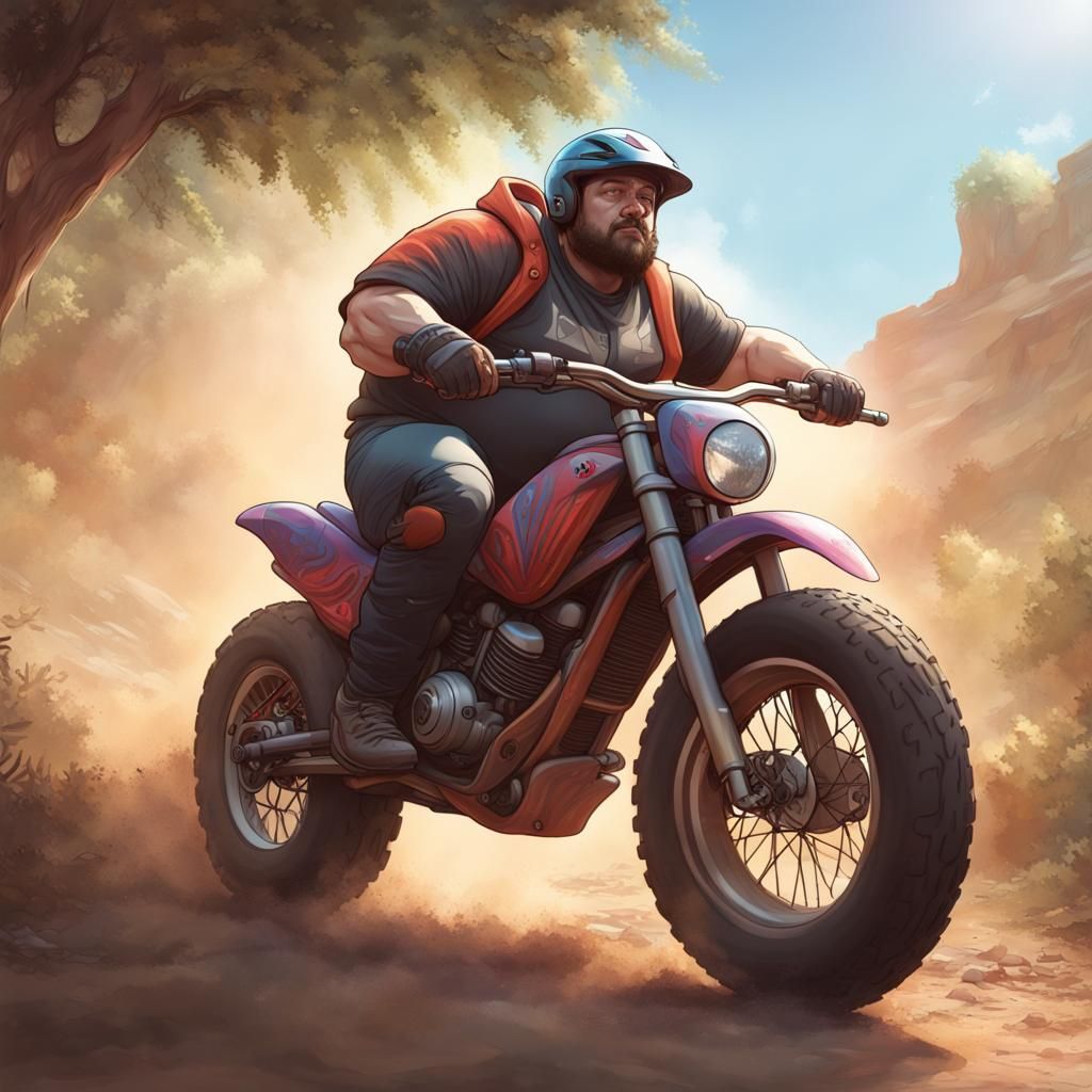 Dirt Bike Rider Portrait in Hyperdetailed Style