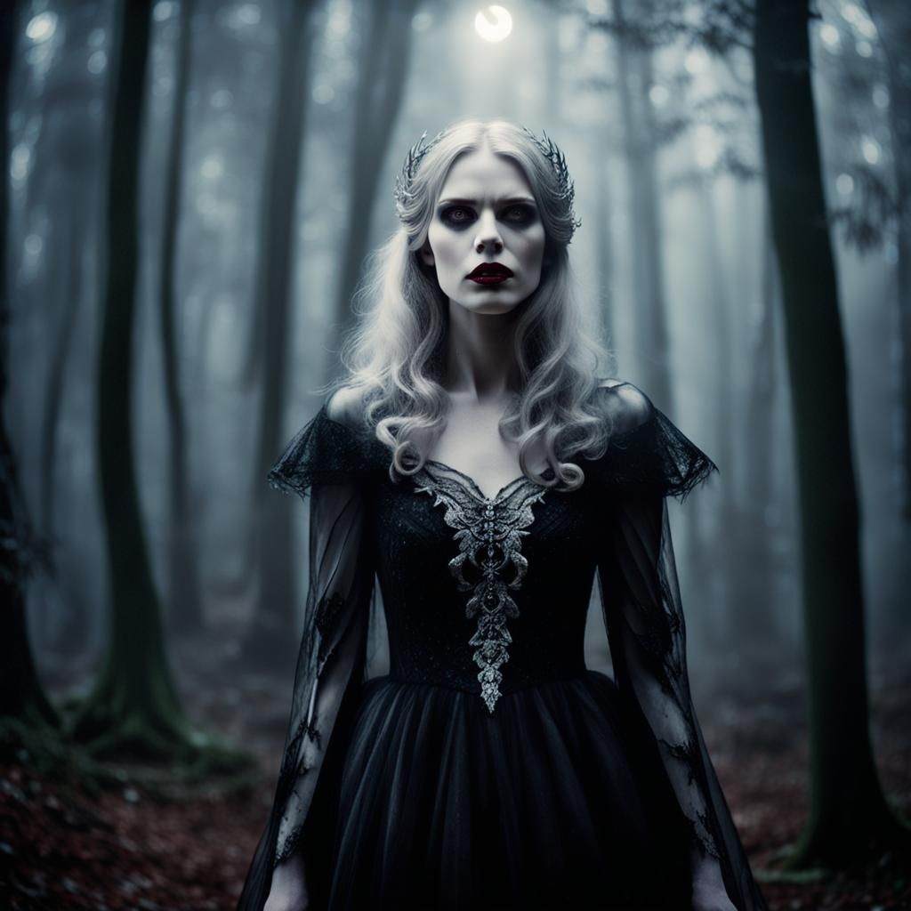Vampire in Misty Forest: Gothic DSLR Photography
