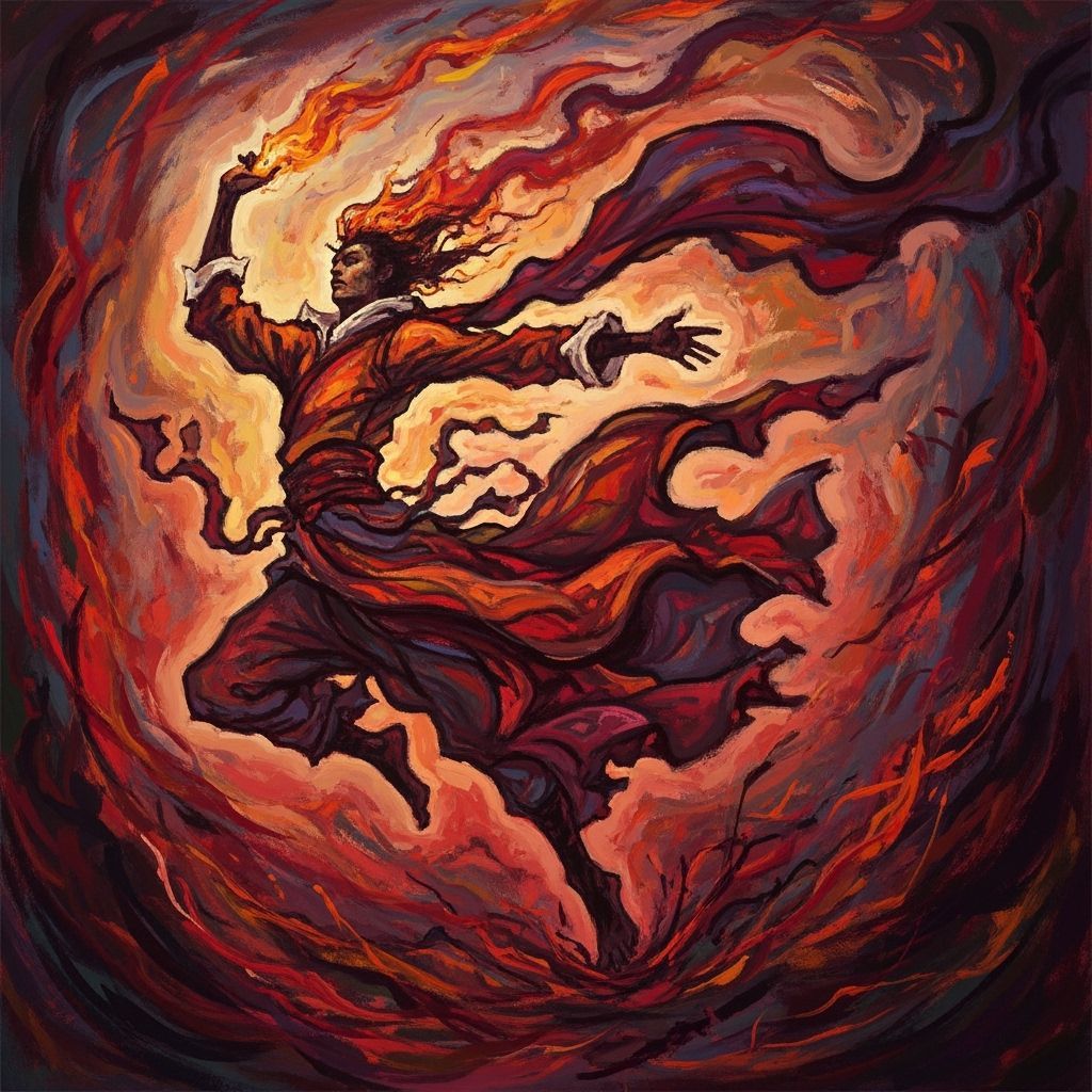 Crimson Tempest: Expressionistic Wuxia Cultivator in Flight