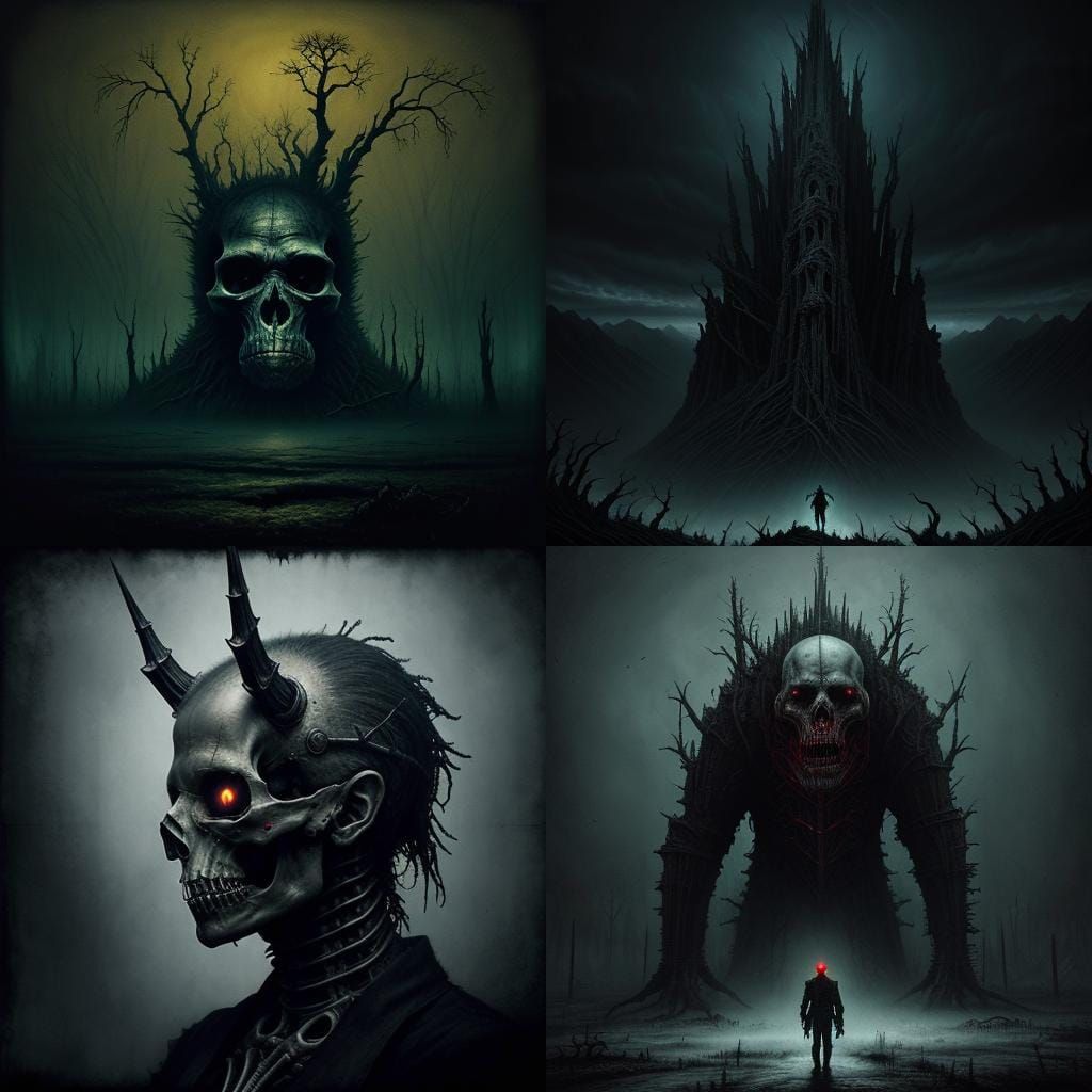 Surreal Dark Art Animals in Horror Style