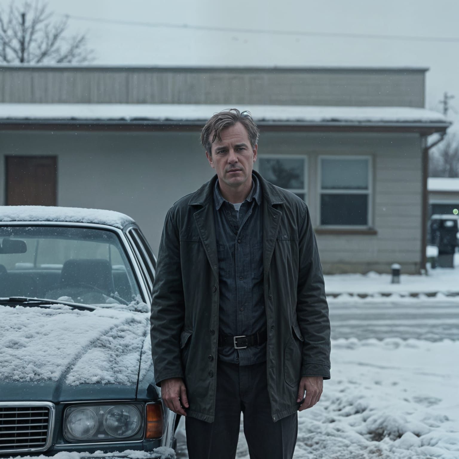 Midwestern Solitude: A Stark Winter Scene in Hopper and Wood...