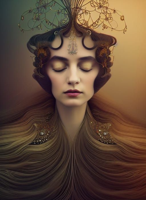 Fractal Queen Portrait: Ornate, Detailed Fine Art