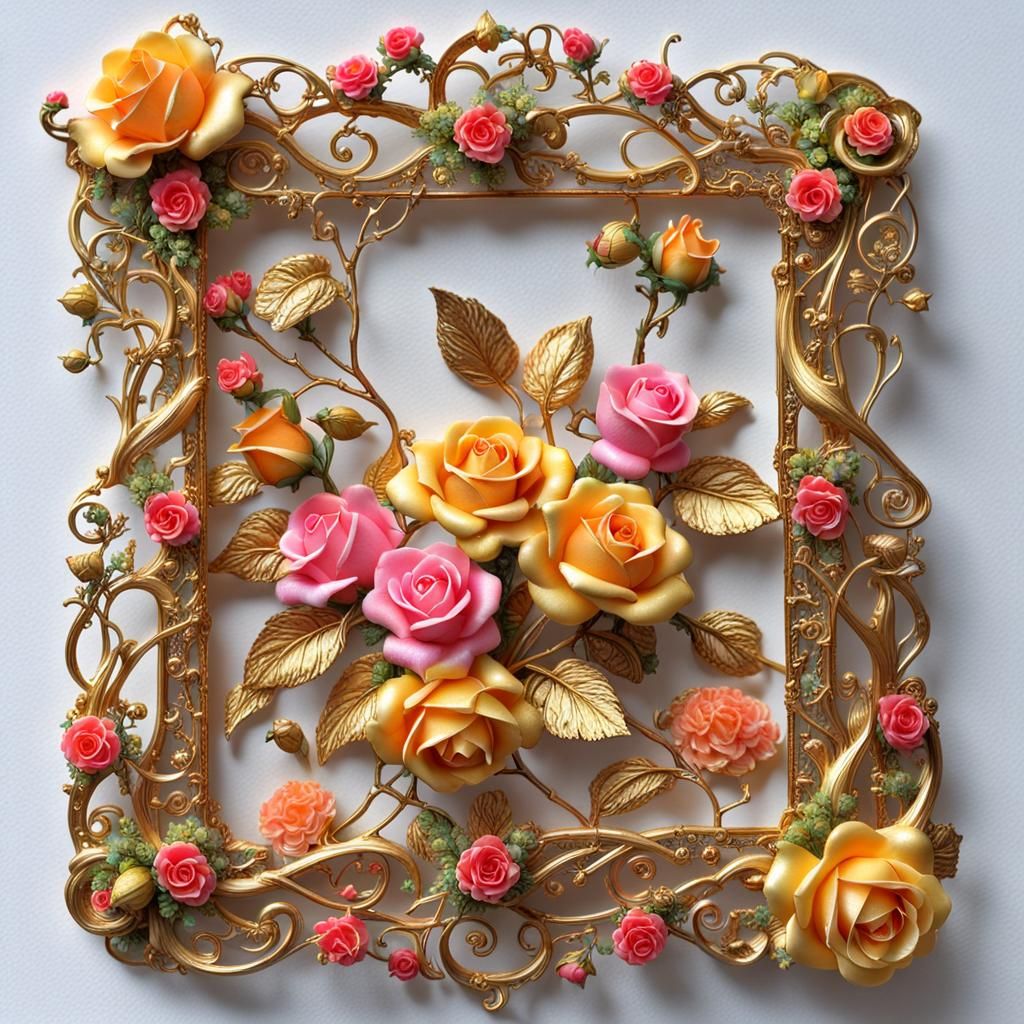 Fairy Surrounded by Roses in Art Nouveau Style