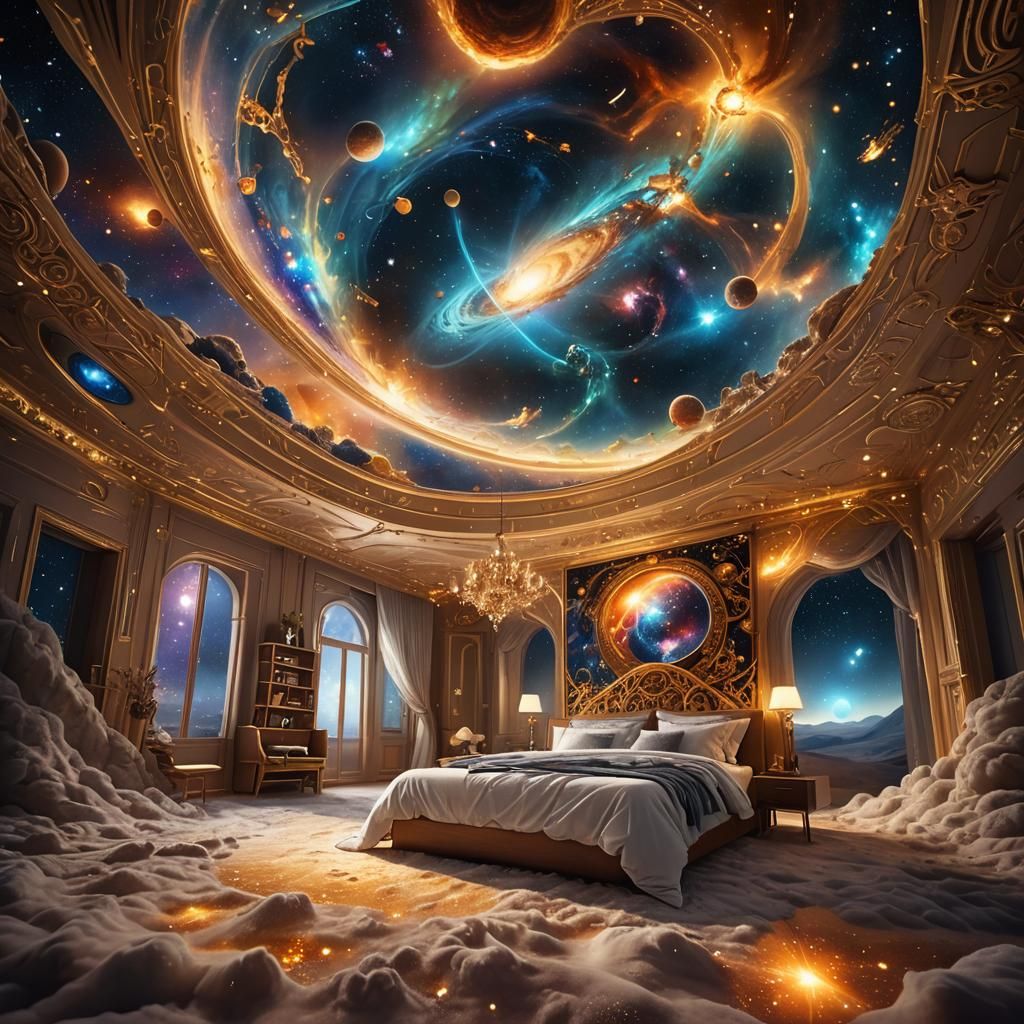 Cosmic Bed in Deep Space Fantasy Art