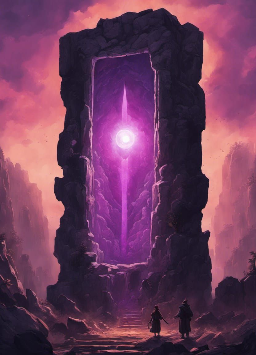 Monolith's Eye Watches Adventurers: Fantasy Concept Art