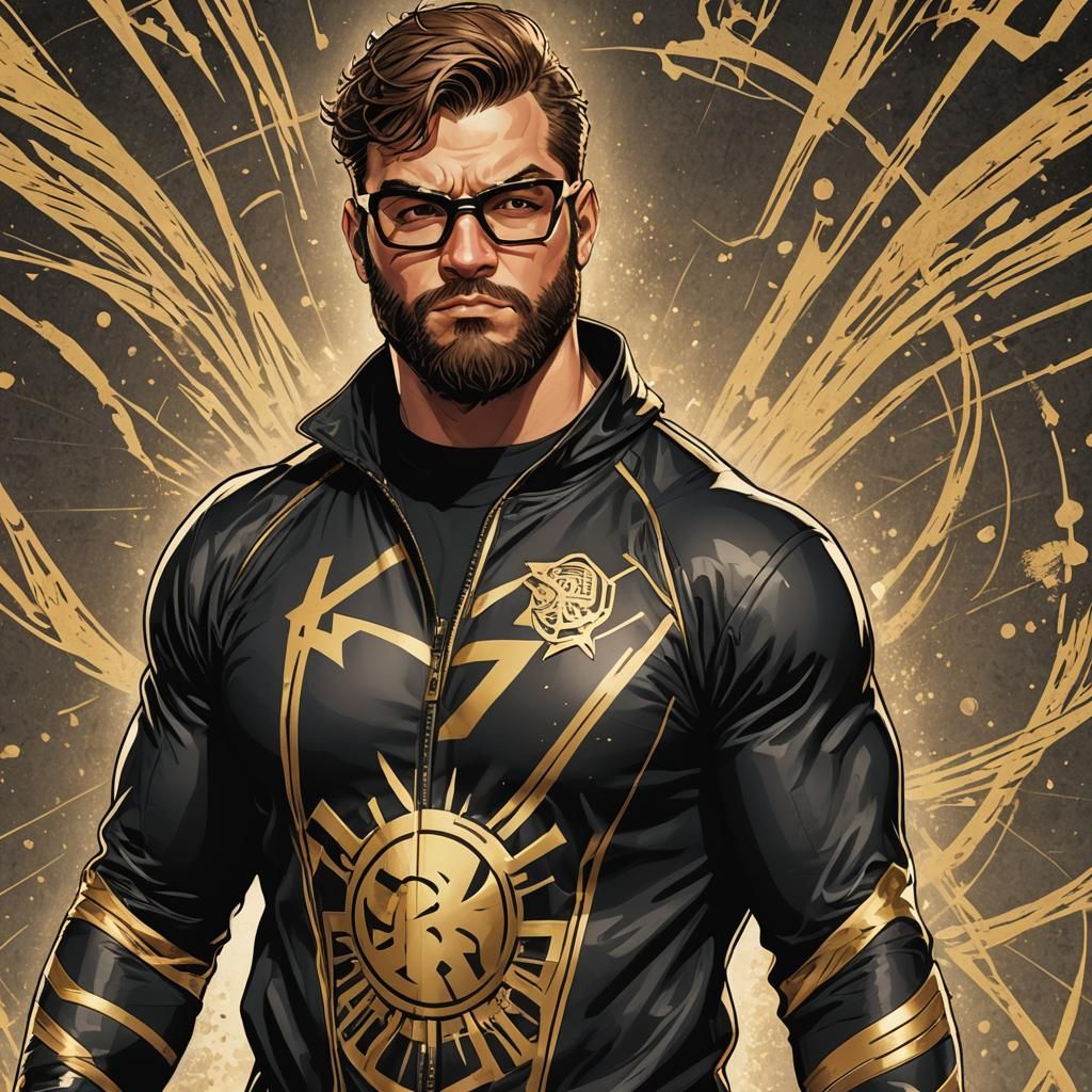 Confident Wrestler in Comic Book Art Style