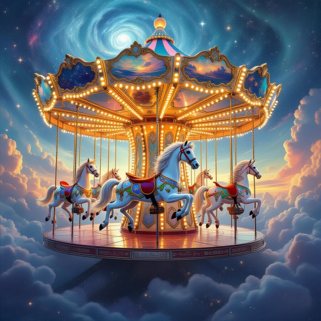 Mother-of-Pearl Horse Gallops Through Cosmic Nebula