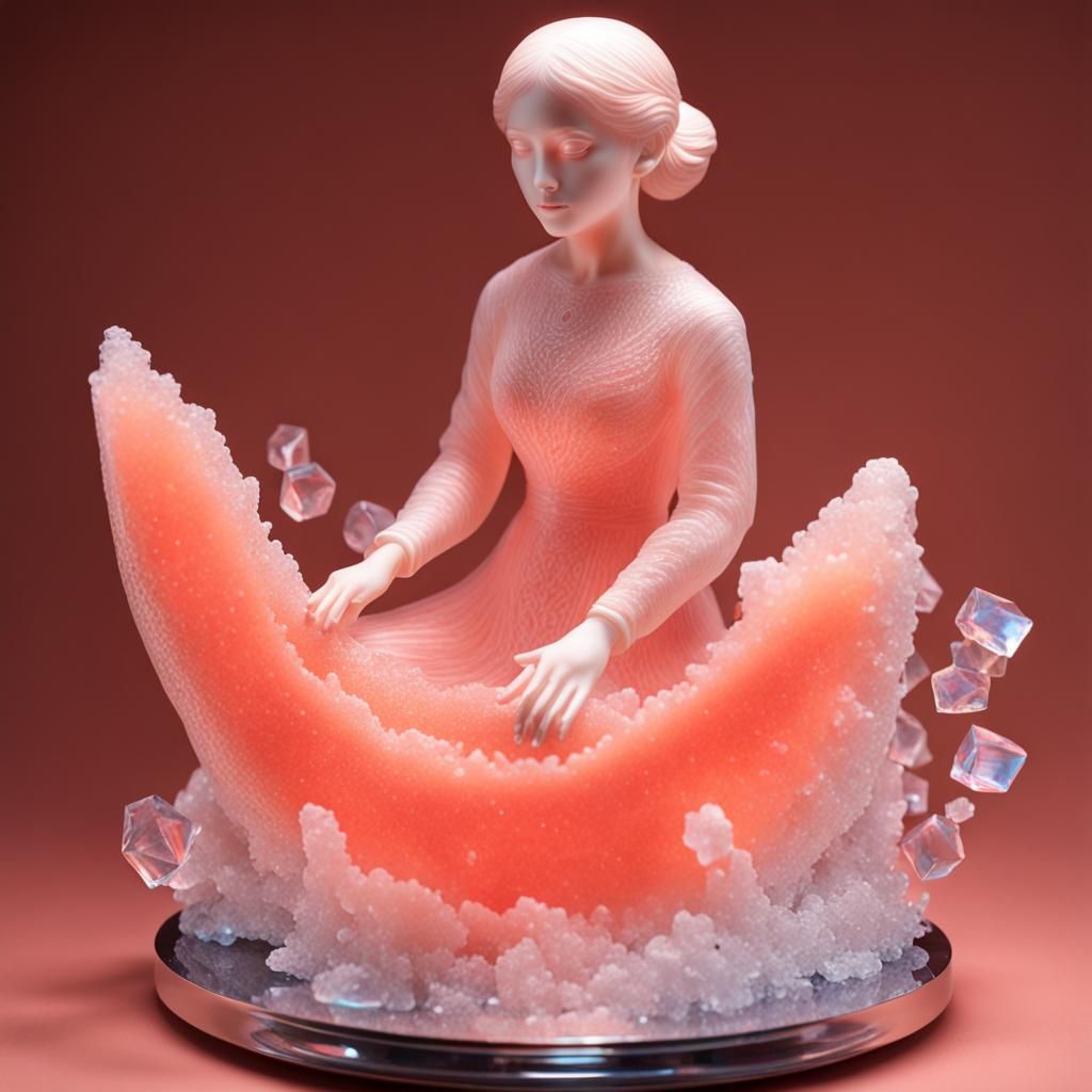 Sugar Crystal Statue: Girl Becoming Salmon