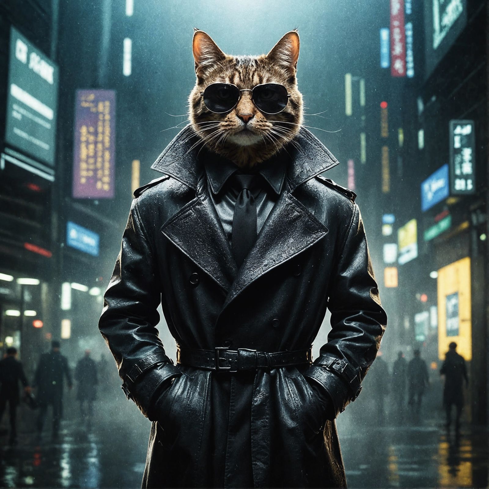 Cool Cat Action Hero in Dystopian Future