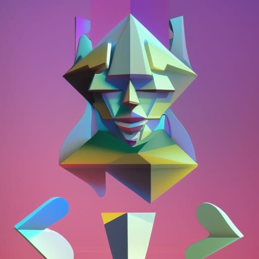 Geometric Cubist Composition in 3D Digital Art