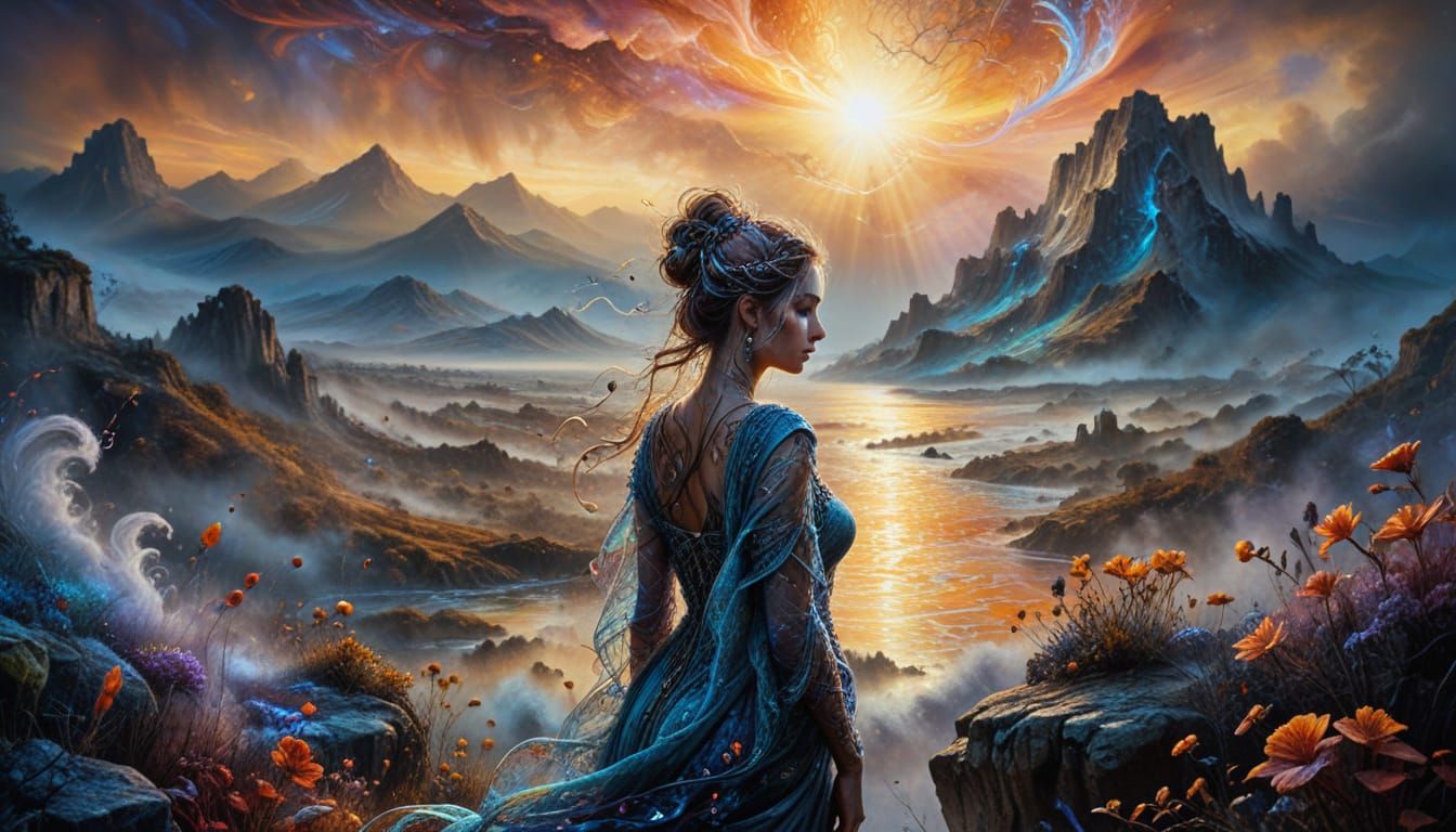 Abstract Filigree Design in Acrylic and Ink