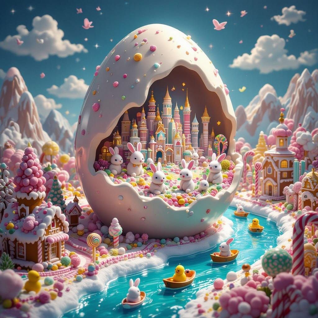 Whimsical Easter Wonderland in Candyland Art Style