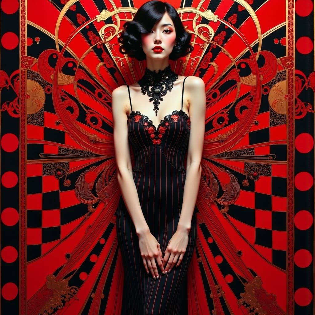 Elegant Gothic Art Nouveau Woman in Refined Luxury