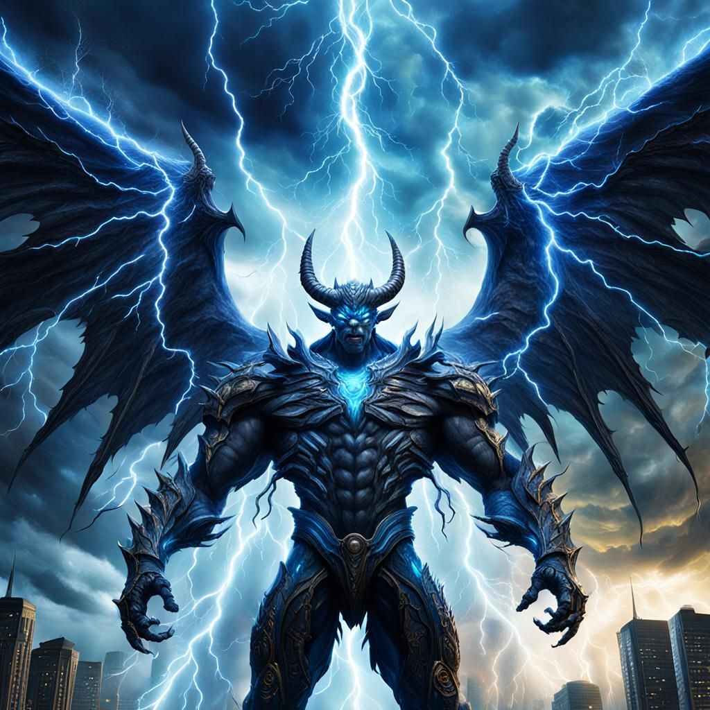 Electric Demon in Energetic Digital Matte Painting