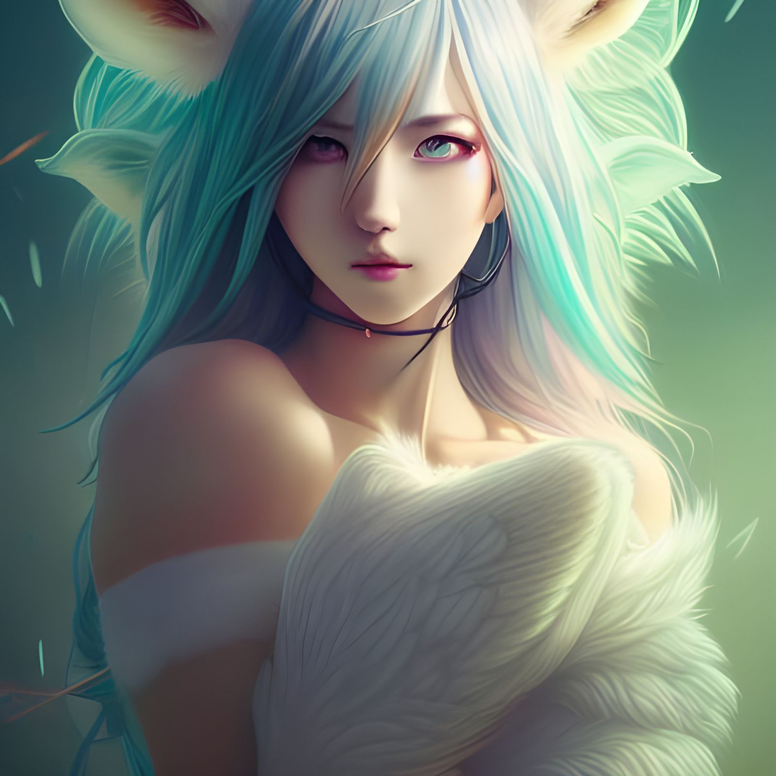 Anime Fox Goddess in Hyper-Detailed Digital Art