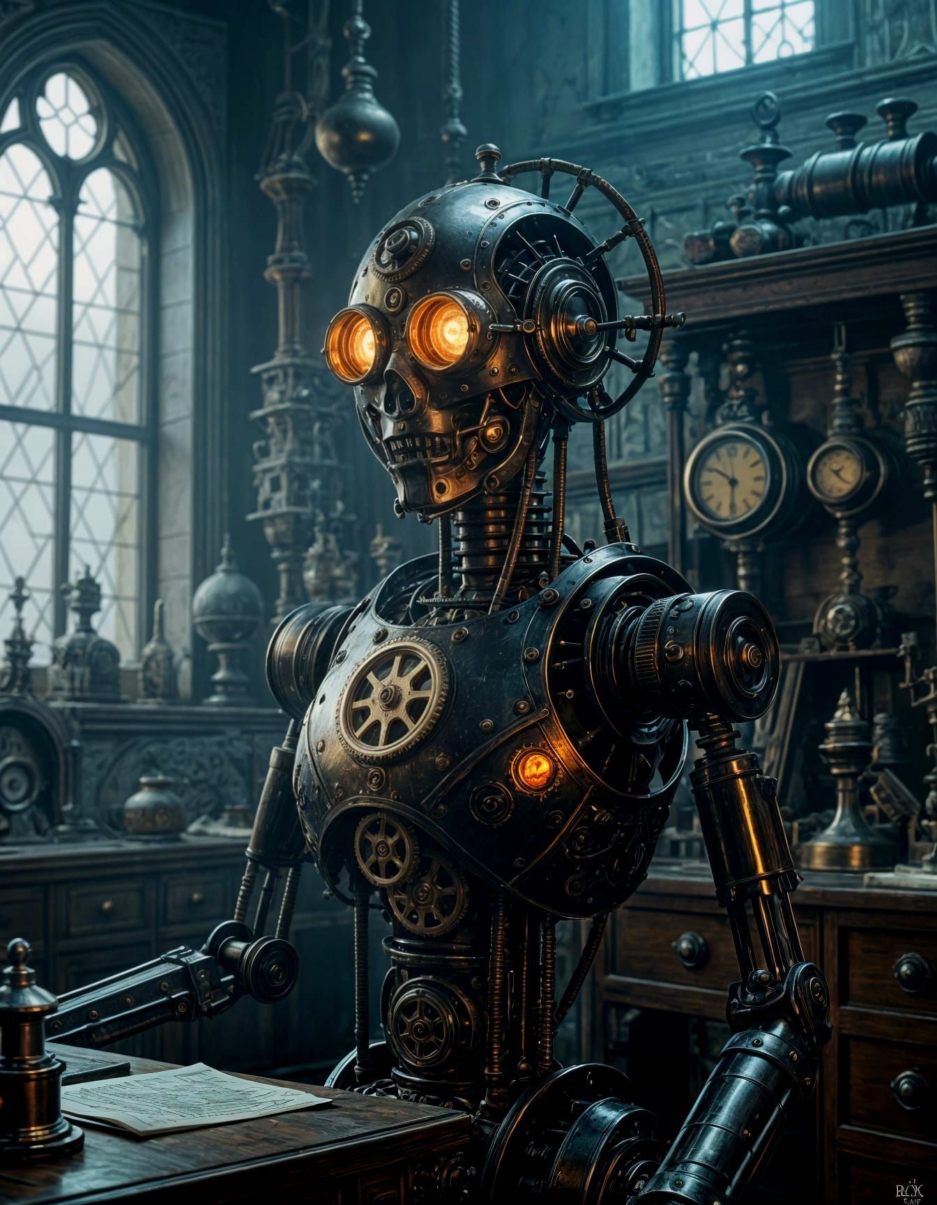 Steampunk Automaton in Gothic Victorian Lab