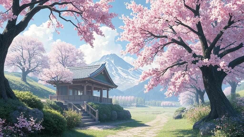 Anime Spring Landscape Inspired by WLOP